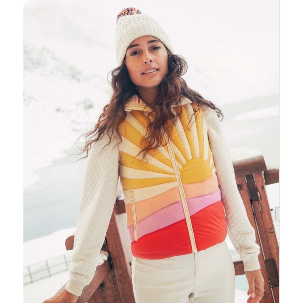 Marine Layer Archive Nevada Puffer Vest Medium Bright Sun Sunburst Down Feathers